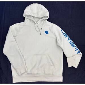 Carhartt Hoodie Sweatshirt Light Lime Green, Blue Logo, Women's Size M